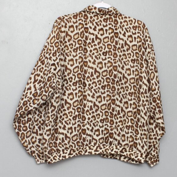 Outbrook Red Vintage leopard print silk bomber jacket - Picture 2 of 5